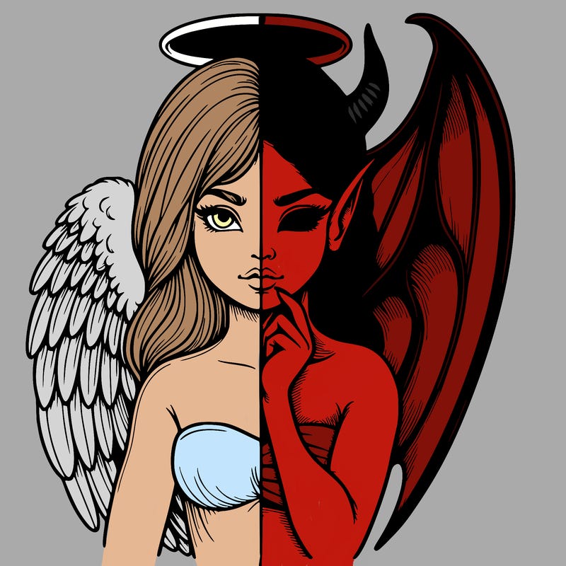 realistic angel half demon