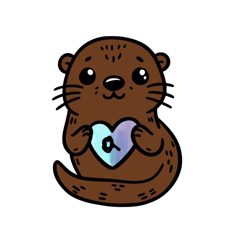 otter with a heart