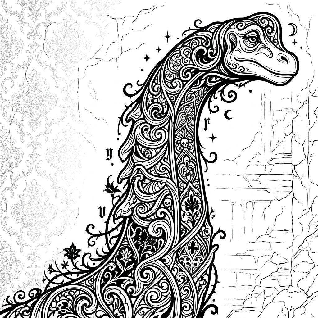 Gothic Brachiosaurus Neck Coloring Page | Free Printable — Color Pop