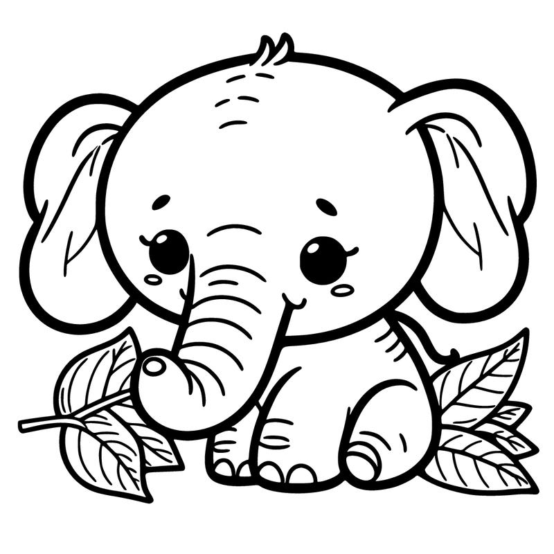 elephant eating a leaf