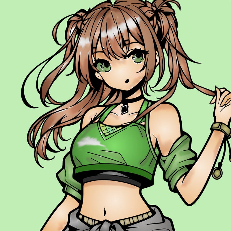 anime girl with crop top