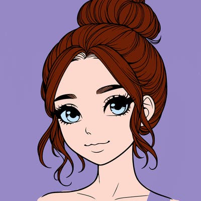 realistic pretty girl with hair in bun