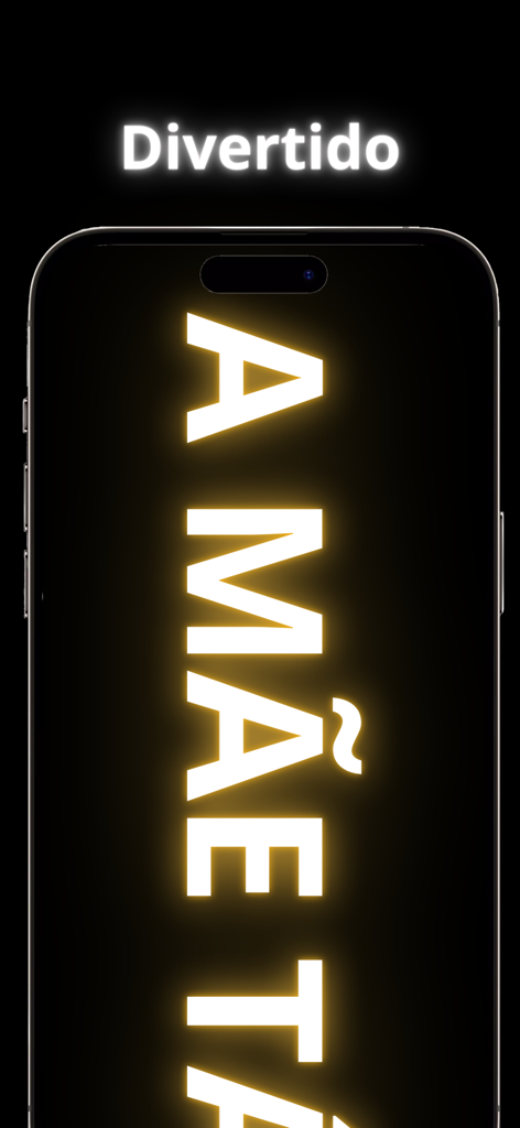 Banner Display App - A smartphone screen displaying large glowing vertical text using the Banner Display App.