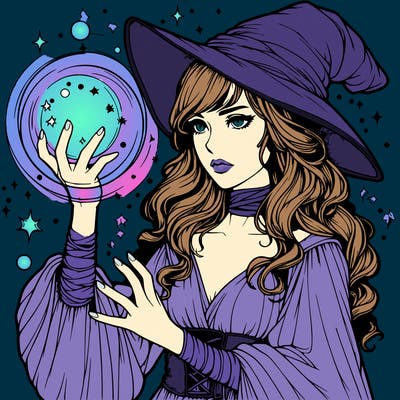 realistic women sorcerer using magic