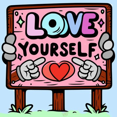 a sign where it is written: love yourself