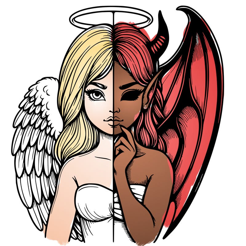 realistic angel half demon