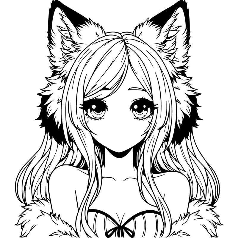 realistic girl with wolf ears