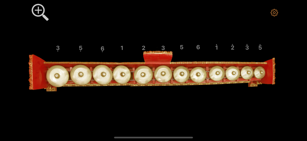 Reyong - Authentische balinesische Reyong-Instrumentenanordnung mit Ziffernnotation