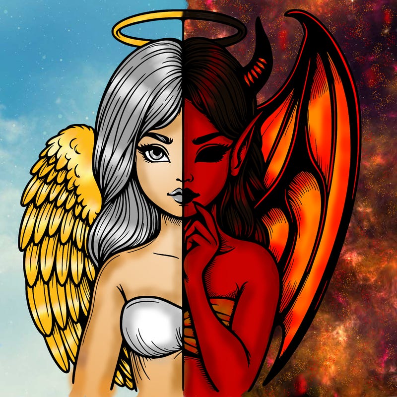 realistic angel half demon