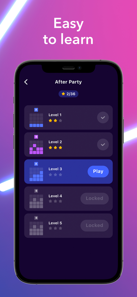 Interfaz de la aplicación Beat Maker Go mostrando lecciones de música gamificadas y progresión de niveles.