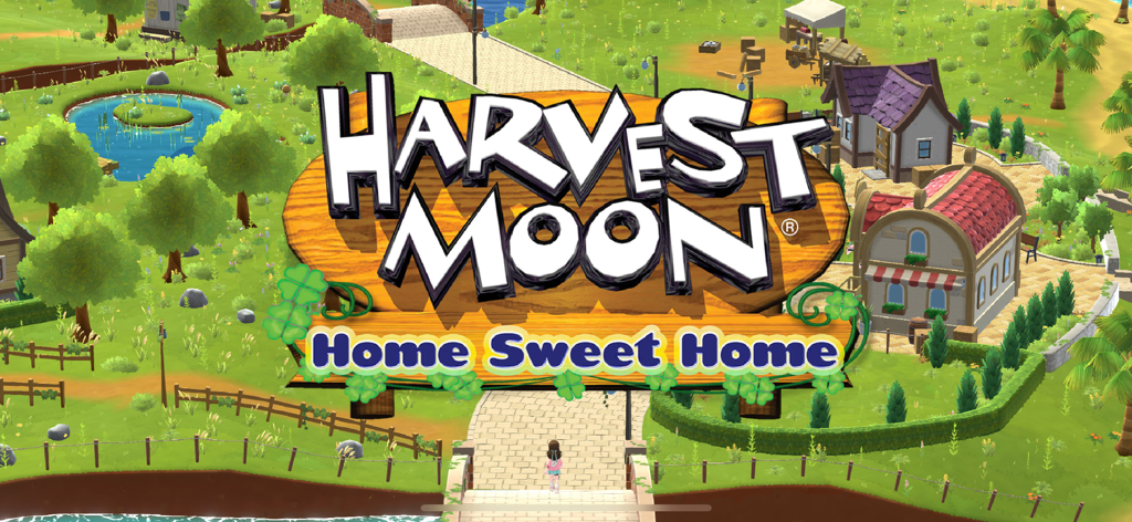 Harvest Moon: Home Sweet Home - Harvest Moon Home Sweet Home title screen featuring a scenic view of Alba Village