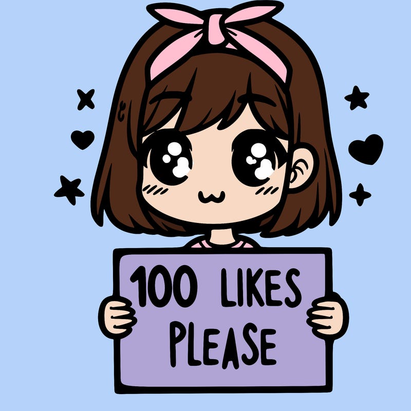 girl holding sign saying 100 likes please
