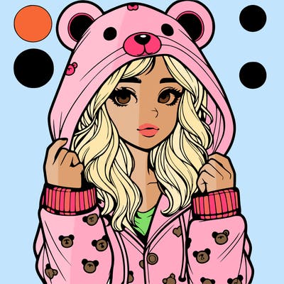 realistic girl in a animal pjs hoodie