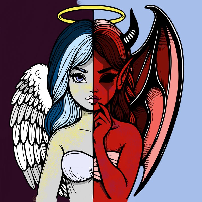 realistic angel half demon