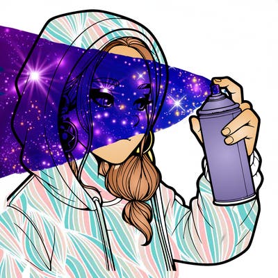 a realistic girl, spray painting