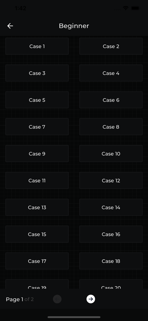ECG Corner - A list of beginner level ECG cases on the ECG Corner app interface