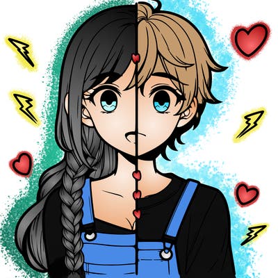 realistic girl boy split