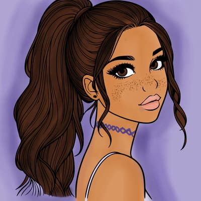 realistic pretty girl with high pony tail