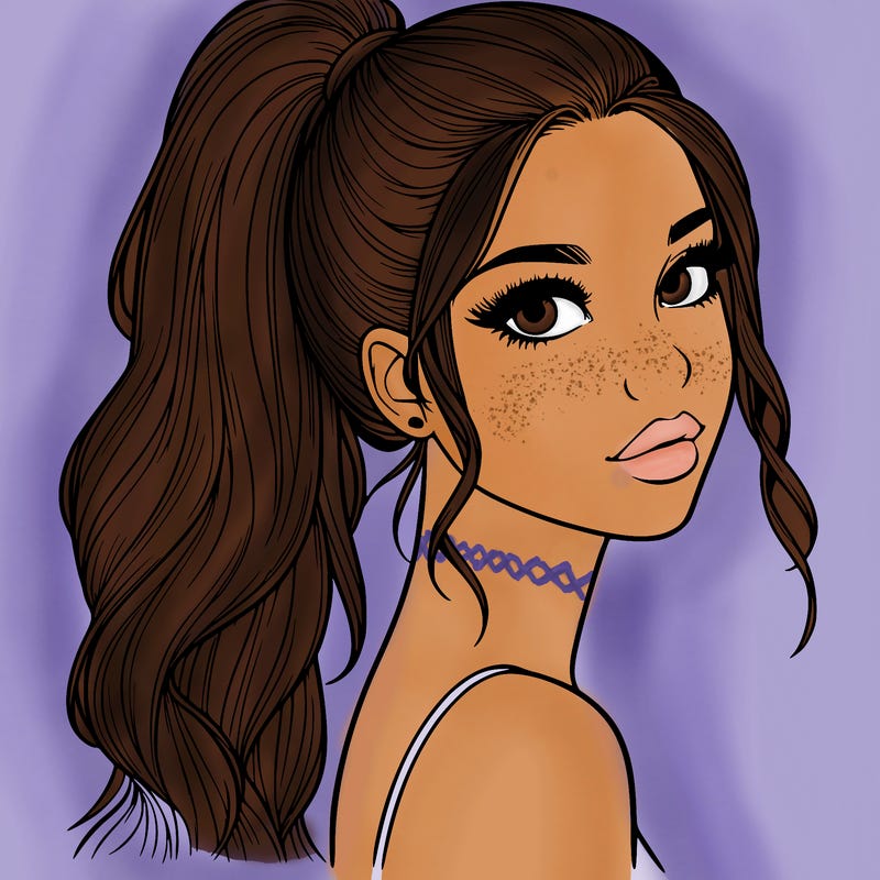 realistic pretty girl with high pony tail