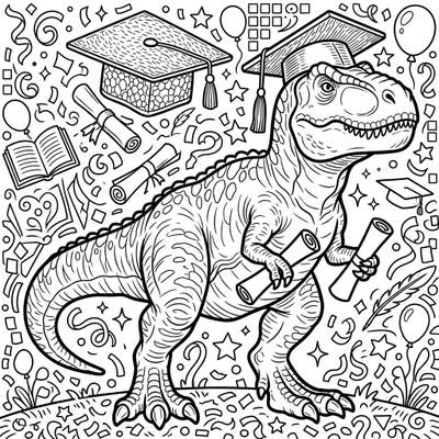 Get ready for a truly unique celebration with our Giganotosaurus Graduation Day coloring page! This massive dinosaur is proudly sporting its cap and gown, ready to inspire smiles and creativity.