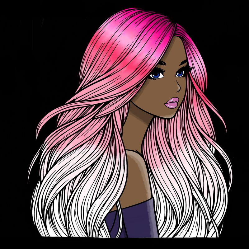 realistic girl with long realistic hair