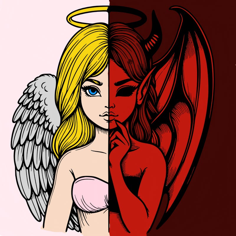 realistic angel half demon