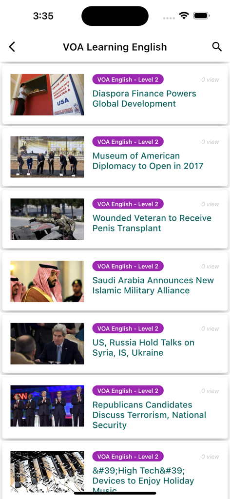 English Speaking: SpeakFluent - SpeakFluentアプリの英語ニュースレッスンと記事のリスト