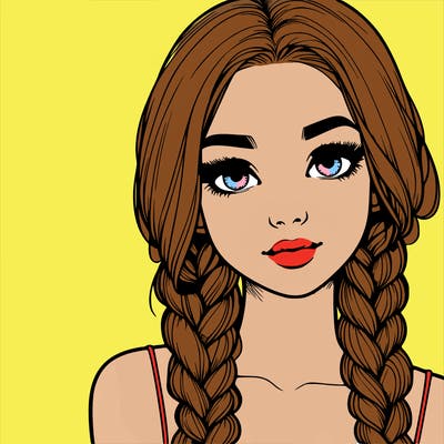 realistic girl with braids