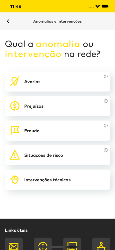 E-REDES Digital - E-REDES Digital app interface for reporting electricity network anomalies and interventions