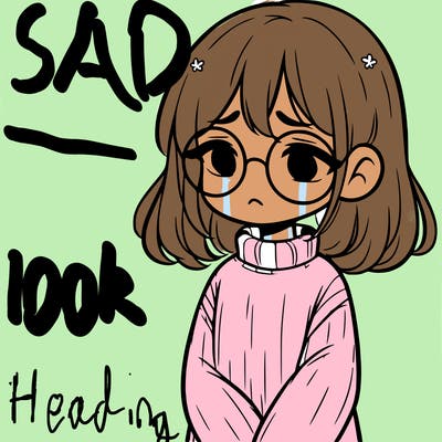 sad girl with glasses in a sweater