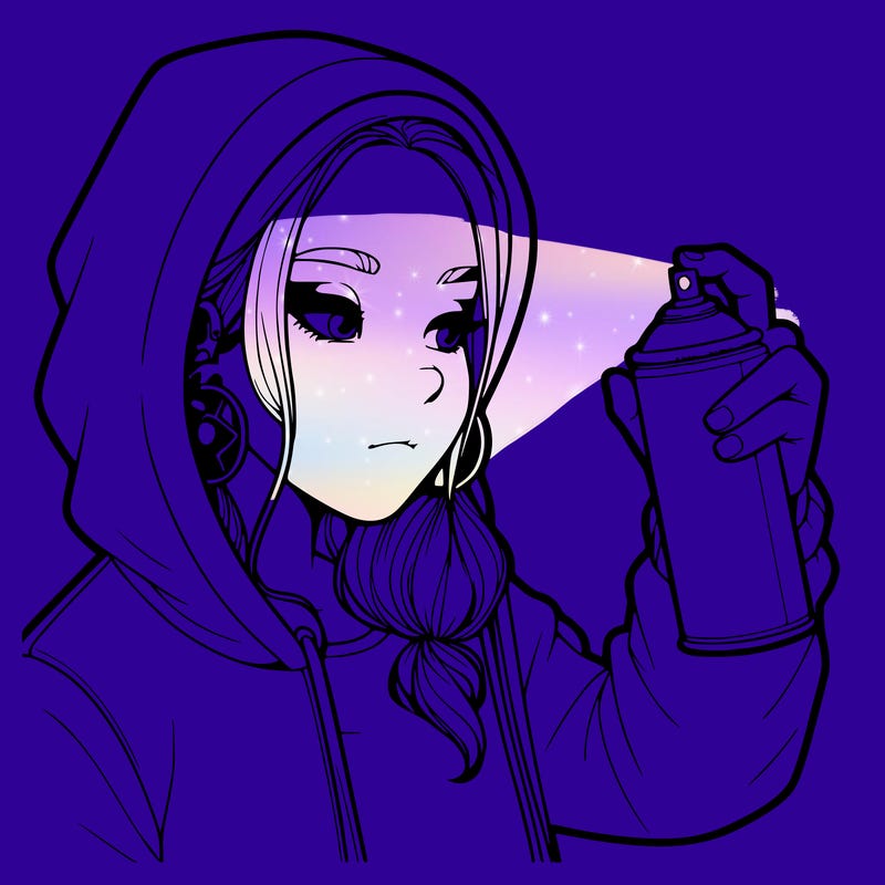 a realistic girl, spray painting