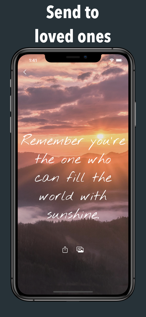 Love Quotes - Daily Reminders - Citação inspiradora exibida sobre um fundo de pôr do sol em uma tela de celular.