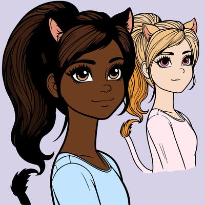 realistic girl with a tail on her head