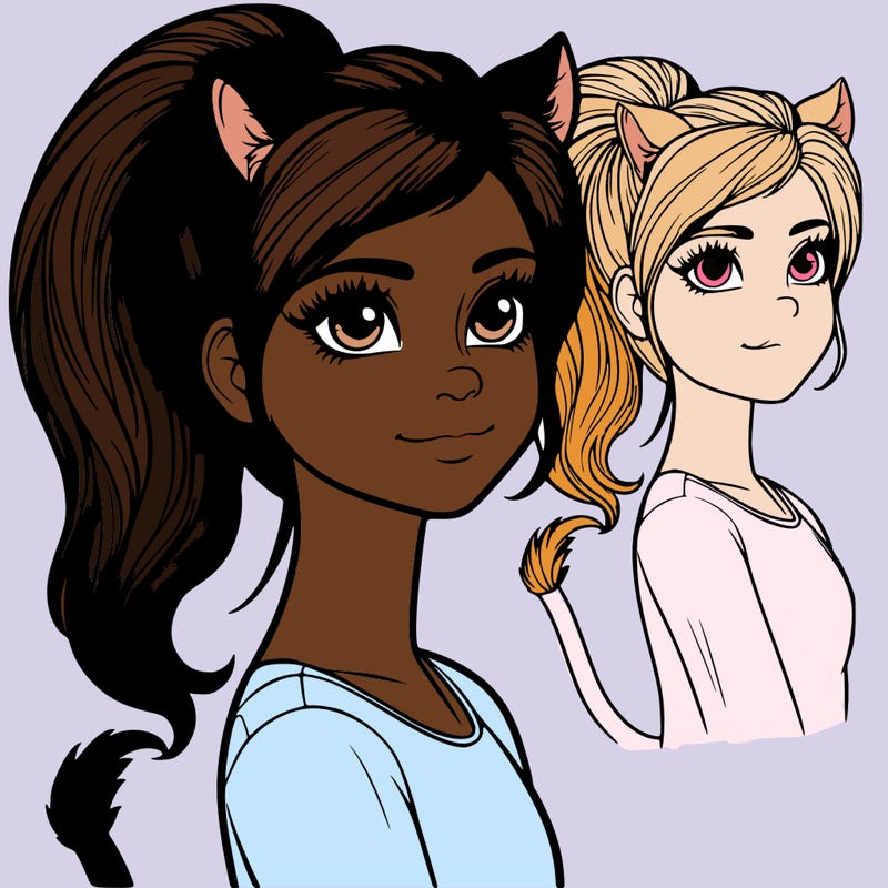 realistic girl with a tail on her head