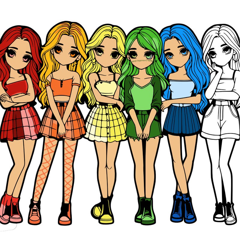 a group of girls realistic