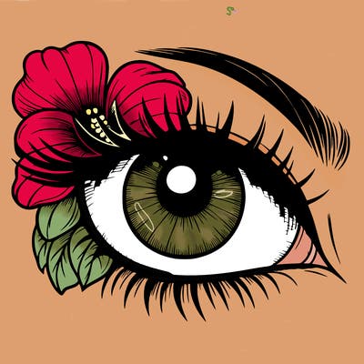 realistic eye with flower