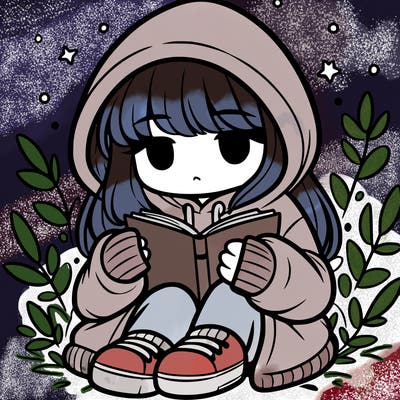 girl in oversized hoodie reading a book