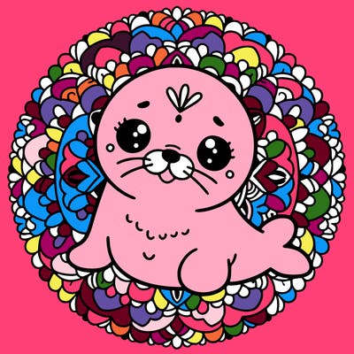 a cute baby seal mandala