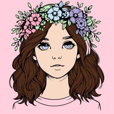 realistic girl with flower crown