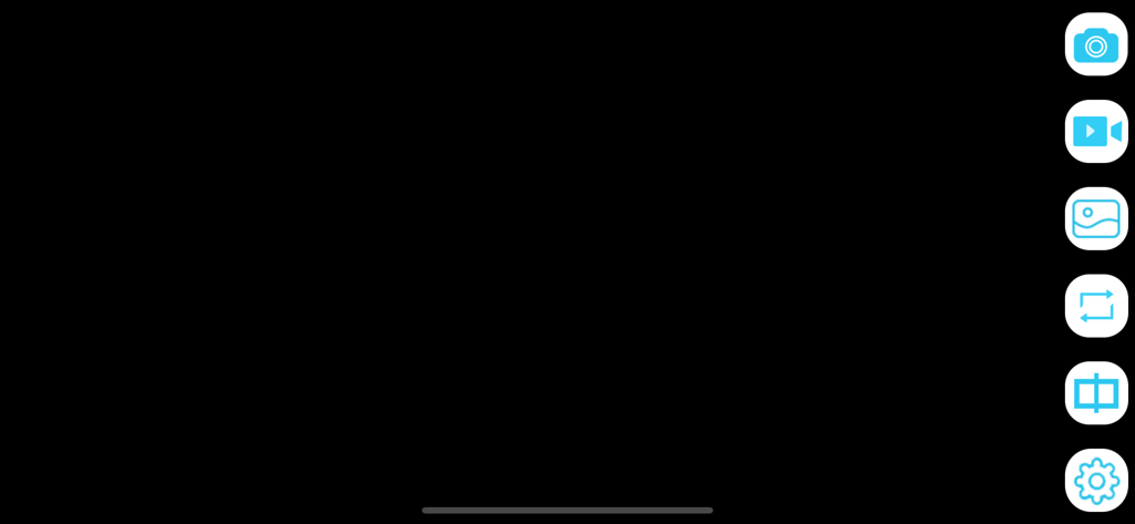 Wifi-Check - Interface de l'application mobile pour Wifi-Check montrant les icônes de la barre latérale pour l'enregistrement vidéo et photo