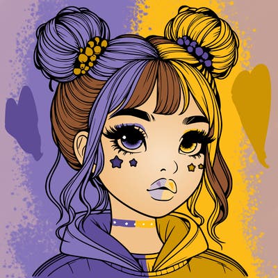 realistic girl with space buns