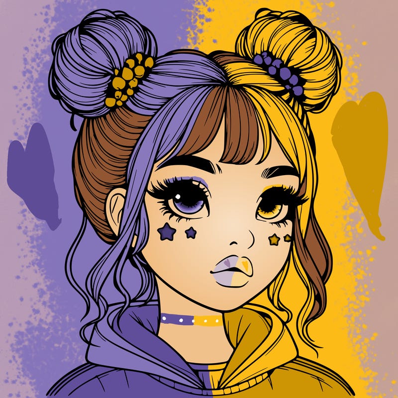 realistic girl with space buns
