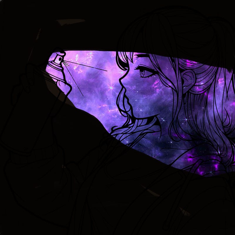 a realistic girl spray, painting