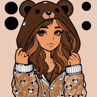 realistic girl in a animal pjs hoodie
