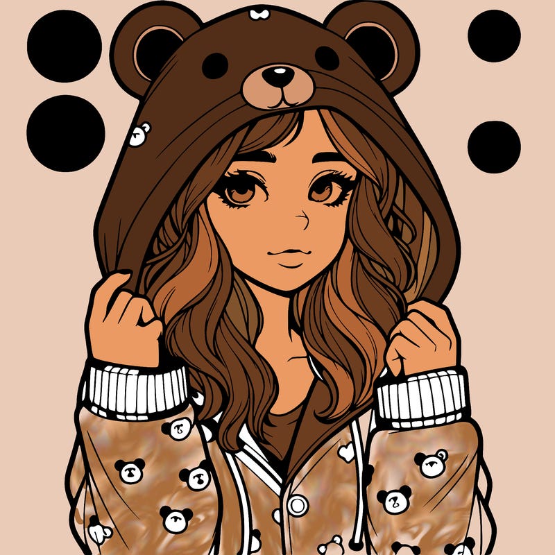 realistic girl in a animal pjs hoodie