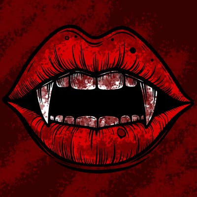 lips with vampire teeth