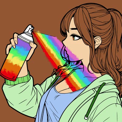 a realistic girl spray, painting
