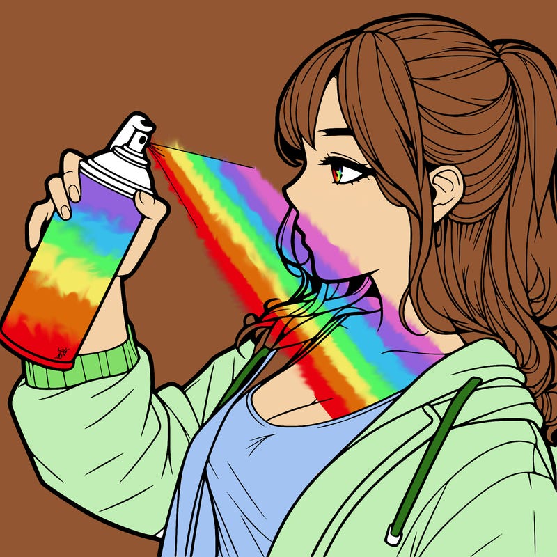 a realistic girl spray, painting