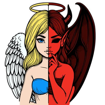 realistic angel half demon