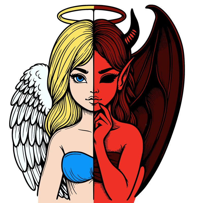 realistic angel half demon